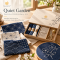 Talunovi™ Quiet Garden – Japanese-Inspired Sashiko Embroidery Kit, Minimalist Visible Mending & Decorative Running Stitch Craft Set for Adults