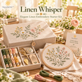 Talunovi™ Linen Whisper – Elegant Linen Embroidery Starter Kit, Minimalist Hand Needlework Craft Set for Adults & Creative Beginners