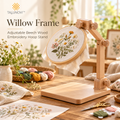 Talunovi™ Willow Frame – Adjustable Beech Wood Embroidery Hoop Stand, Hands-Free Wooden Needlework Holder for Cross Stitch & Hand Embroidery