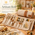 Talunovi™ Artisan Roll – Premium Canvas Sewing Tool Organizer, Foldable Needlework Storage Roll for Embroidery Scissors, Thread & Craft Accessories