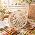 Talunovi™ Petal Poetry – Modern Wildflower Embroidery Kit, Elegant DIY Botanical Needlework Set with Pre-Printed Fabric for Adults