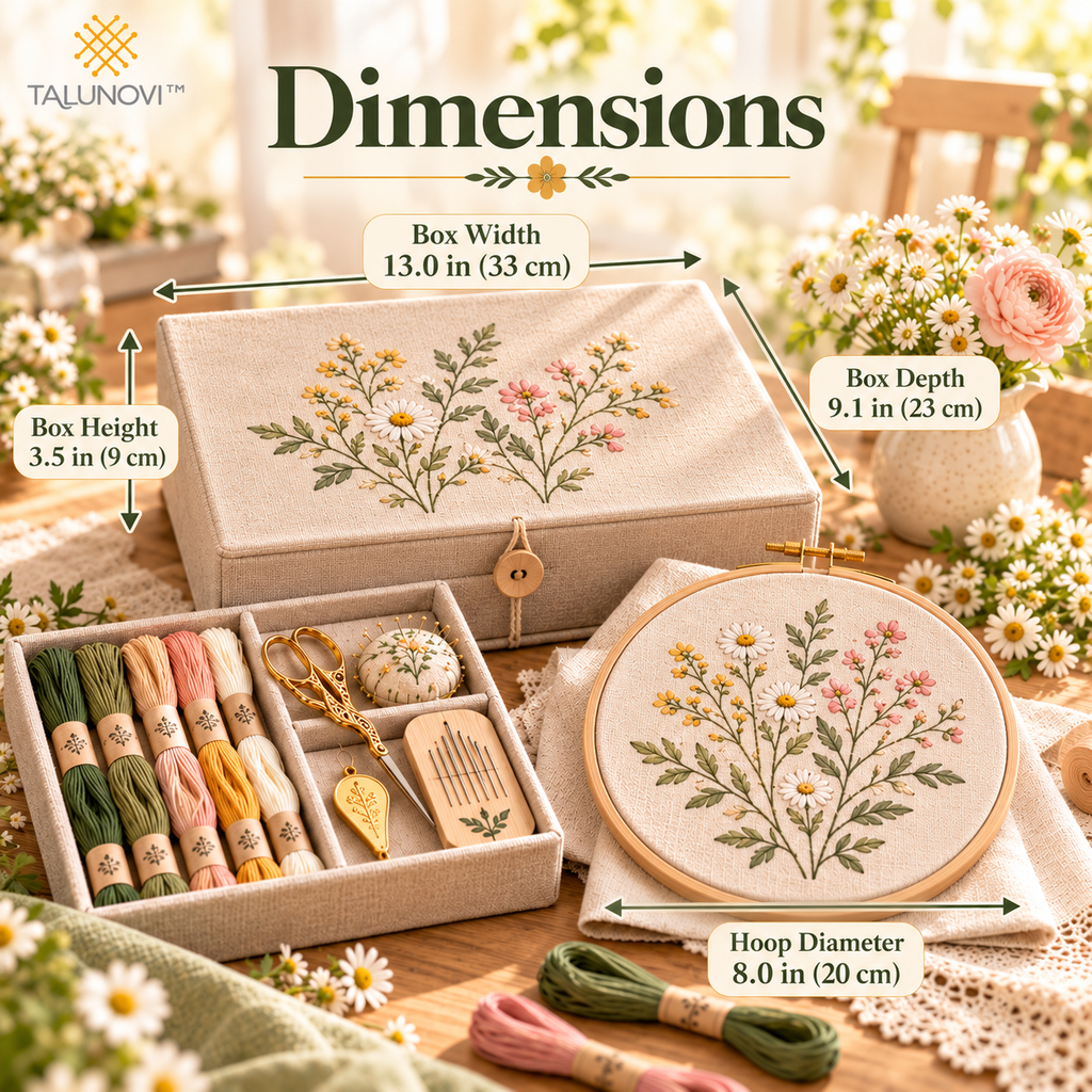 Talunovi™ Linen Whisper – Elegant Linen Embroidery Starter Kit, Minimalist Hand Needlework Craft Set for Adults & Creative Beginners